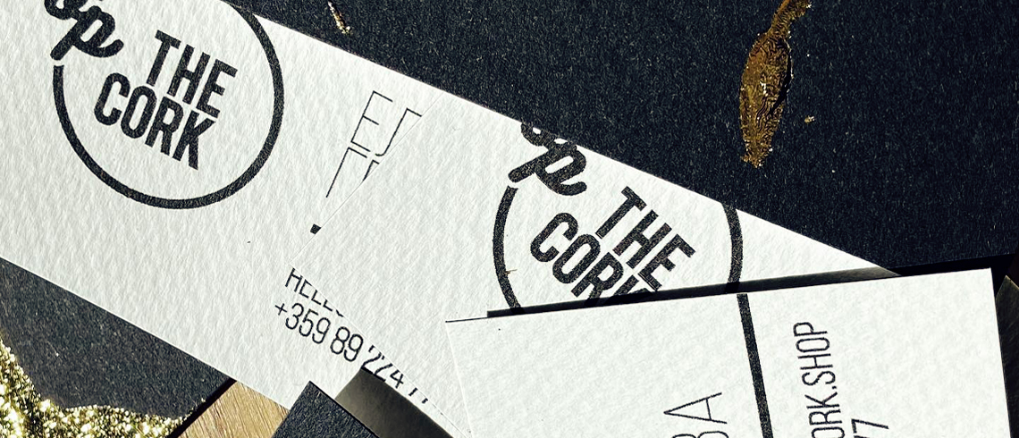 Gold Glitter Businesscards for Pop the CORK